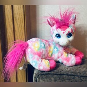 Unicorn Surprise Hot Pink Tie Dyed with Stars Mana Unicorn w/2 Babies in Belly